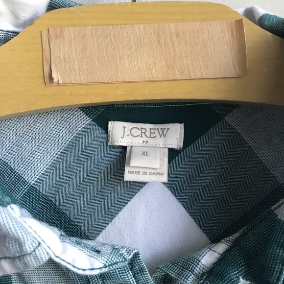 J. Crew Factory Green Plaid Popover Button Down - Picture 2 of 8